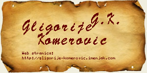 Gligorije Komerović vizit kartica